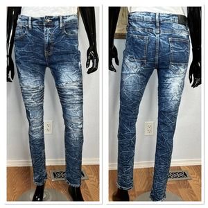 Southpole Distressed Moto Skinny Jeans Sz Waist 32/Inseam 30 Cotton Blend